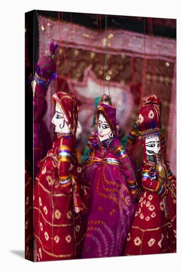 Colorful Puppets Hanging in a Shop in Udaipur, Rajasthan, India, Asia-Alex Treadway-Stretched Canvas