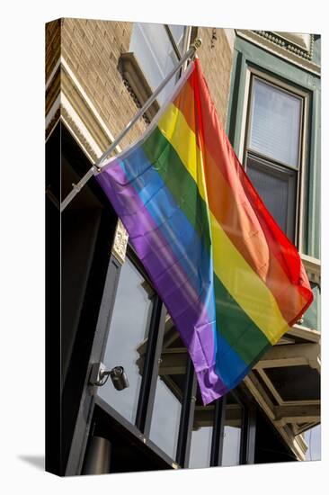 Colorful Rainbow Flag on Halsted Street in 'Boystown' the Gay Neighborhood in Chicago Northside-Alan Klehr-Stretched Canvas