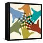 Colorful Raised Hands. the Concept of Diversity. Group of Hands. Giving Concept. this Work - Eps10-VLADGRIN-Framed Stretched Canvas