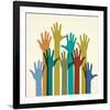 Colorful Raised Hands. the Concept of Diversity. Group of Hands. Giving Concept.-VLADGRIN-Framed Art Print