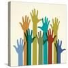 Colorful Raised Hands. the Concept of Diversity. Group of Hands. Giving Concept.-VLADGRIN-Stretched Canvas