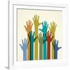 Colorful Raised Hands. the Concept of Diversity. Group of Hands. Giving Concept.-VLADGRIN-Framed Art Print