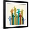 Colorful Raised Hands. the Concept of Diversity. Group of Hands. Giving Concept.-VLADGRIN-Framed Art Print