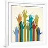 Colorful Raised Hands. the Concept of Diversity. Group of Hands. Giving Concept.-VLADGRIN-Framed Premium Giclee Print