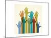 Colorful Raised Hands. the Concept of Diversity. Group of Hands. Giving Concept.-VLADGRIN-Mounted Premium Giclee Print