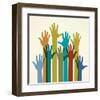 Colorful Raised Hands. the Concept of Diversity. Group of Hands. Giving Concept.-VLADGRIN-Framed Art Print