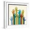 Colorful Raised Hands. the Concept of Diversity. Group of Hands. Giving Concept.-VLADGRIN-Framed Art Print