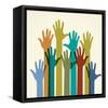 Colorful Raised Hands. the Concept of Diversity. Group of Hands. Giving Concept.-VLADGRIN-Framed Stretched Canvas