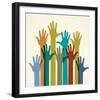 Colorful Raised Hands. the Concept of Diversity. Group of Hands. Giving Concept.-VLADGRIN-Framed Art Print