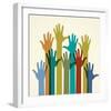 Colorful Raised Hands. the Concept of Diversity. Group of Hands. Giving Concept.-VLADGRIN-Framed Art Print