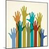 Colorful Raised Hands. the Concept of Diversity. Group of Hands. Giving Concept.-VLADGRIN-Mounted Art Print