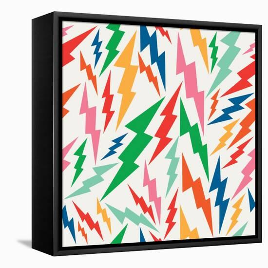 Colorful Retro Bolt Pattern-cienpies-Framed Stretched Canvas