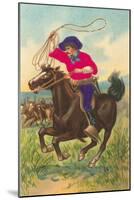 Colorful Rider with Lasso-null-Mounted Art Print