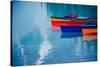 Colorful rowboats reflection, Banff, Alberta, Canada-Panoramic Images-Stretched Canvas