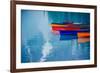 Colorful rowboats reflection, Banff, Alberta, Canada-Panoramic Images-Framed Photographic Print