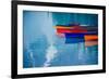 Colorful rowboats reflection, Banff, Alberta, Canada-Panoramic Images-Framed Photographic Print