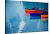 Colorful rowboats reflection, Banff, Alberta, Canada-Panoramic Images-Stretched Canvas