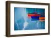 Colorful rowboats reflection, Banff, Alberta, Canada-Panoramic Images-Framed Photographic Print