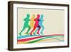 Colorful Runners Silhouette-cienpies-Framed Premium Giclee Print