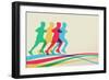 Colorful Runners Silhouette-cienpies-Framed Premium Giclee Print