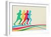 Colorful Runners Silhouette-cienpies-Framed Premium Giclee Print