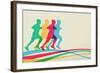 Colorful Runners Silhouette-cienpies-Framed Art Print