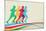 Colorful Runners Silhouette-cienpies-Mounted Art Print