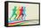 Colorful Runners Silhouette-cienpies-Framed Stretched Canvas