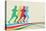 Colorful Runners Silhouette-cienpies-Stretched Canvas