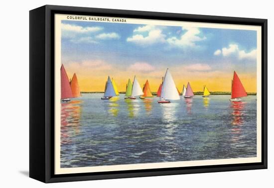 Colorful Sailboats, Canada-null-Framed Stretched Canvas