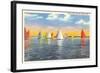 Colorful Sailboats, Lake Erie, Toledo, Ohio-null-Framed Art Print