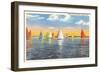 Colorful Sailboats, Lake Erie, Toledo, Ohio-null-Framed Art Print
