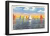 Colorful Sailboats, Lake Erie, Toledo, Ohio-null-Framed Art Print