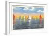 Colorful Sailboats, Lake Erie, Toledo, Ohio-null-Framed Art Print