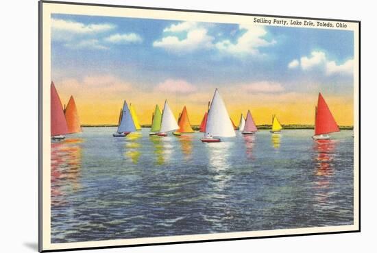 Colorful Sailboats, Lake Erie, Toledo, Ohio-null-Mounted Art Print