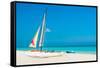 Colorful Sailing Boats for Rent on a Sunny Day at Varadero Beach in Cuba-Kamira-Framed Stretched Canvas