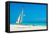 Colorful Sailing Boats for Rent on a Sunny Day at Varadero Beach in Cuba-Kamira-Framed Stretched Canvas