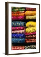 Colorful Sari Shop in Old Delhi Market, Delhi, India-Kymri Wilt-Framed Photographic Print