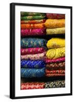 Colorful Sari Shop in Old Delhi Market, Delhi, India-Kymri Wilt-Framed Photographic Print