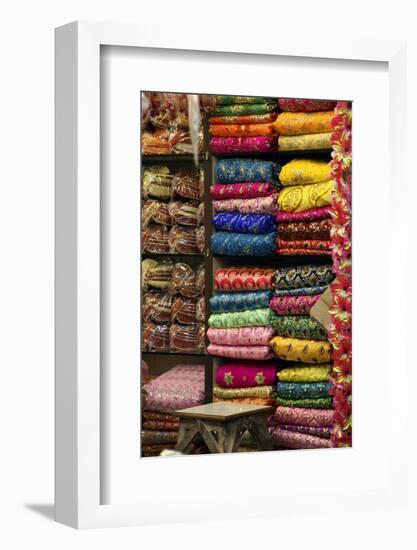 Colorful Sari Shop in Old Delhi Market, Delhi, India-Kymri Wilt-Framed Photographic Print