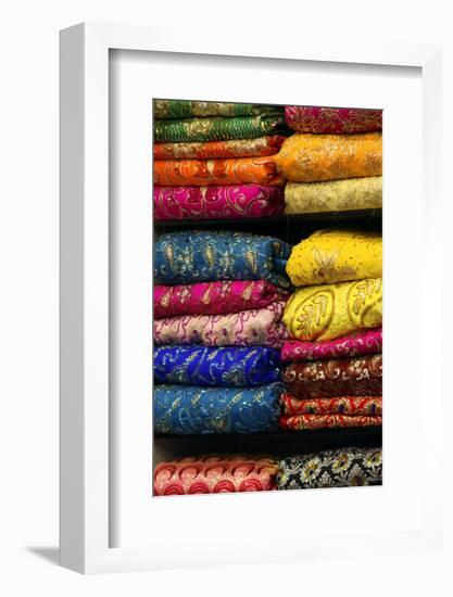 Colorful Sari Shop in Old Delhi Market, Delhi, India-Kymri Wilt-Framed Photographic Print