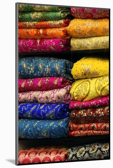 Colorful Sari Shop in Old Delhi Market, Delhi, India-Kymri Wilt-Mounted Photographic Print