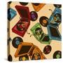 Colorful Seamless Pattern of Gramophones-Annykos-Stretched Canvas