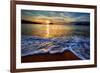 Colorful Seaside Beach Sunrise with Distant Mountains-West Coast Scapes-Framed Photographic Print