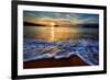 Colorful Seaside Beach Sunrise with Distant Mountains-West Coast Scapes-Framed Photographic Print