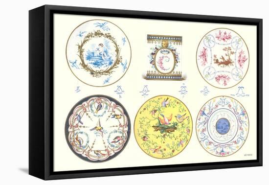 Colorful Sevres Plates-null-Framed Stretched Canvas