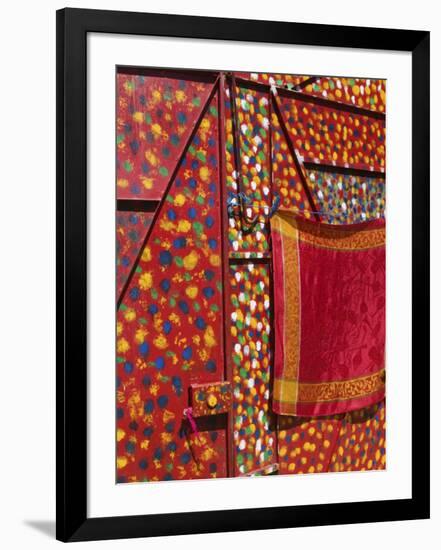 Colorful Shop Wall, Dades Gorge, Dades Valley, Morocco-Walter Bibikow-Framed Photographic Print