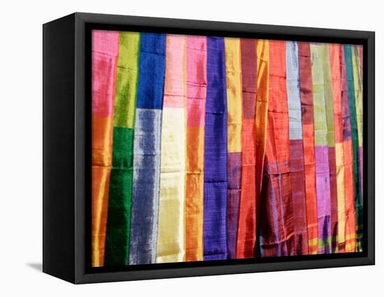 Colorful Silk Scarves at Edfu Market, Egypt-Michele Molinari-Framed Stretched Canvas