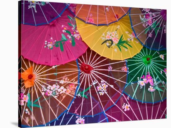 Colorful Silk Umbrellas, China-Keren Su-Stretched Canvas