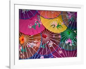 Colorful Silk Umbrellas, China-Keren Su-Framed Photographic Print